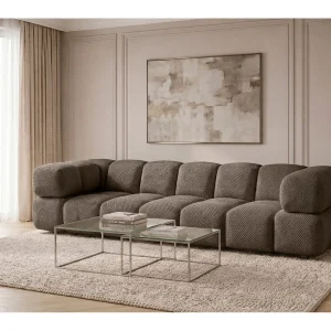 4-zitsbank, gestructureerde premiumstof Sonic, Bruin, Averro