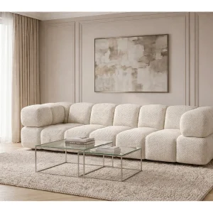 4-zitsbank, gestructureerde premiumstof Sonic, Beige, Averro