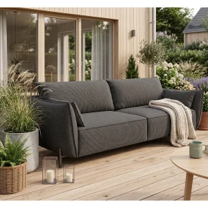 3-zitsbank voor terras en tuin, Sunlight-stof, grafiet, SUNMEE 3-zitsbank voor terras en tuin, Sunlight-stof, grafiet, SUNMEE