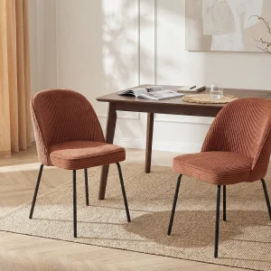 Set van 2 stoelen van ribfluweel en zwart metaal – Terracotta – ALPALI