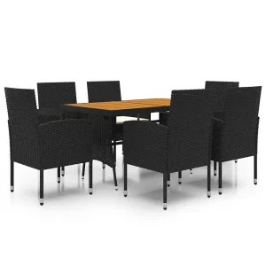 Ayoub 7-delige Tuinset poly rattan zwart Ayoub 7-delige Tuinset poly rattan zwart