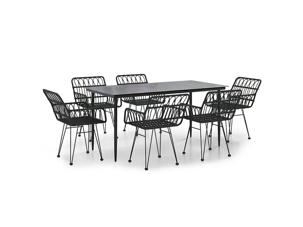 Arkadelphia 7-delige Tuinset poly rattan zwart