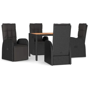 Arvild 5-delige Tuinset met kussens poly rattan zwart Arvild 5-delige Tuinset met kussens poly rattan zwart