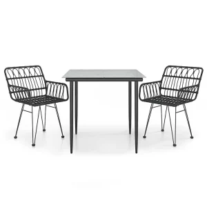 Arkadelphia 3-delige Tuinset poly rattan zwart Arkadelphia 3-delige Tuinset poly rattan zwart