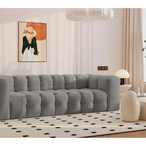4-zitsbank, comfortbank BALOO, stof Schenille, grijs