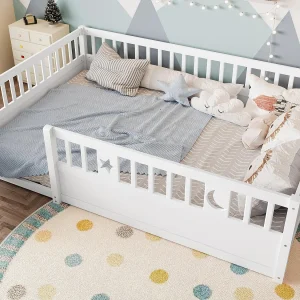 Babybed 140×190 cm – met veiligheidshekken – zonder lattenbodem – wit (zonder matras) Babybed 140×190 cm – met veiligheidshekken – zonder lattenbodem – wit (zonder matras)