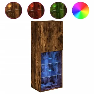 Almar  Tv-meubel LED-verlichting 40,5x30x102 cm gerookt eikenkleurig