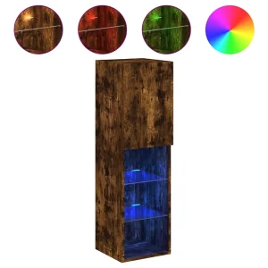 Almar  Tv-meubel LED-verlichting 30,5x30x102 cm gerookt eikenkleurig