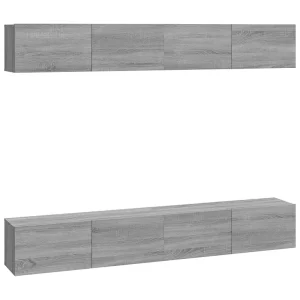 Assumption Tv-wandmeubels 4 st 100x30x30 cm grijs sonoma eikenkleurig Assumption Tv-wandmeubels 4 st 100x30x30 cm grijs sonoma eikenkleurig