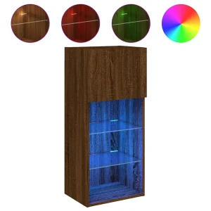 Almar Tv-meubel met LED-verlichting 40,5x30x90 cm bruin eikenkleur Almar Tv-meubel met LED-verlichting 40,5x30x90 cm bruin eikenkleur
