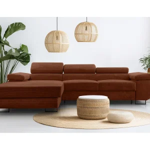 AX LIVING Arborio hoekbank in baksteenrood – 280 cm met slaapfunctie L AX LIVING Arborio hoekbank in baksteenrood – 280 cm met slaapfunctie L