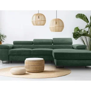 AX LIVING Arborio donkergroene hoekbank – 280 cm met slaapfunctie R AX LIVING Arborio donkergroene hoekbank – 280 cm met slaapfunctie R