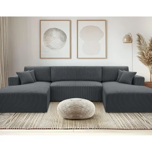 AX LIVING Catea donkergrijze hoekbank slaapbank – 364 cm breed AX LIVING Catea donkergrijze hoekbank slaapbank – 364 cm breed