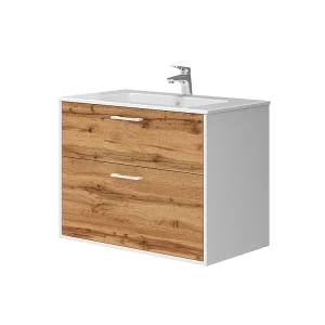 Badkamermeubelset eik wit/goud 80×45.5×61.5 lanco Badkamermeubelset eik wit/goud 80×45.5×61.5 lanco