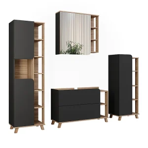 Badkamermeubelset sonoma/antraciet 100x35x65 karen Badkamermeubelset sonoma/antraciet 100x35x65 karen