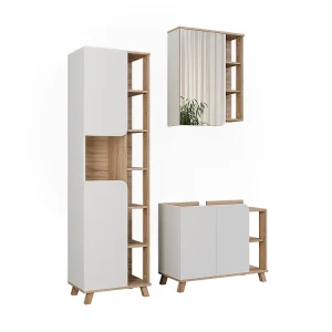 Badkamermeubelset sonoma/wit 80x35x65 karen Badkamermeubelset sonoma/wit 80x35x65 karen