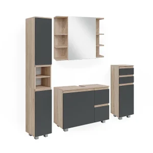 Badkamermeubel set sonoma 80x33x60 j-shape