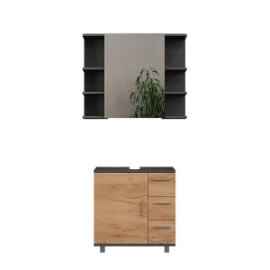Badkamermeubelset antraciet/gouden eik 60.2x33x60.8 ilias Badkamermeubelset antraciet/gouden eik 60.2x33x60.8 ilias