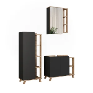 Badkamermeubelset sonoma/antraciet 80x35x65 karen Badkamermeubelset sonoma/antraciet 80x35x65 karen