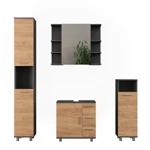 Badkamermeubelset eik goud/antraciet 60.2x33x60.8 ilias Badkamermeubelset eik goud/antraciet 60.2x33x60.8 ilias