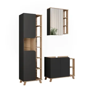 Badkamermeubelset sonoma/antraciet 80x35x65 karen Badkamermeubelset sonoma/antraciet 80x35x65 karen