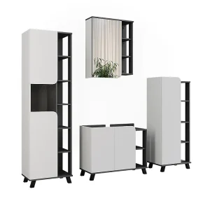 Badkamermeubelset antraciet/wit 80x35x65 karen Badkamermeubelset antraciet/wit 80x35x65 karen