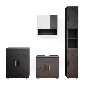 Badkamermeubel set antraciet hoogglans 80x41x58.6 irma