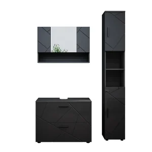 Badkamermeubel set antraciet hoogglans 80x41x58.6 irma
