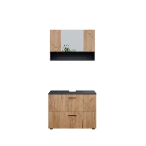 Badkamermeubel set eik goud/antraciet 80x41x58.6 irma Badkamermeubel set eik goud/antraciet 80x41x58.6 irma