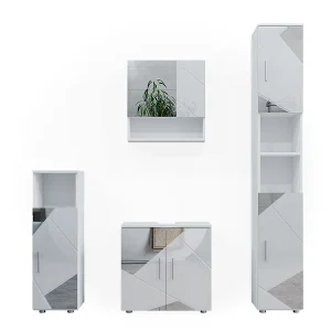 Badkamermeubel set wit hoogglans met inzetstukken 80x41x58.6 irma Badkamermeubel set wit hoogglans met inzetstukken 80x41x58.6 irma