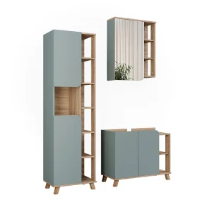 Badkamermeubelset sonoma/blauw 80x35x65 karen Badkamermeubelset sonoma/blauw 80x35x65 karen