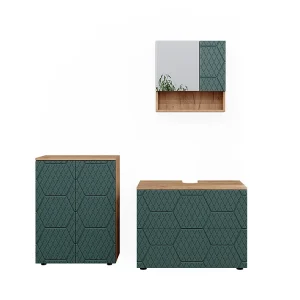Badkamermeubel set groen/gouden eik 80x41x58 irma Badkamermeubel set groen/gouden eik 80x41x58 irma