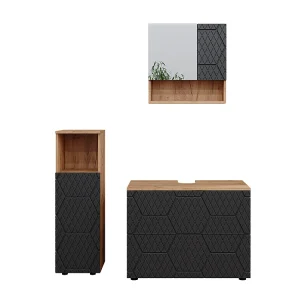 Badkamermeubel set antraciet met honingraatstructuur 80x41x58.6 irma Badkamermeubel set antraciet met honingraatstructuur 80x41x58.6 irma