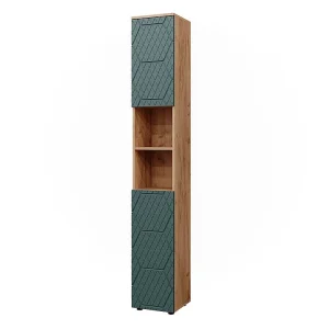 Badkamermeubel groen/gouden eik 30x30x192 irma