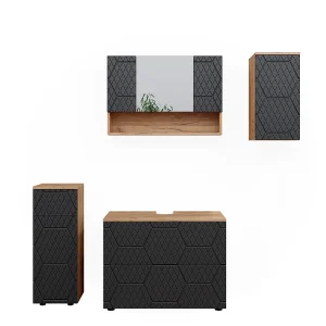 Badkamermeubel set antraciet met honingraatstructuur 80x41x58.6 irma Badkamermeubel set antraciet met honingraatstructuur 80x41x58.6 irma