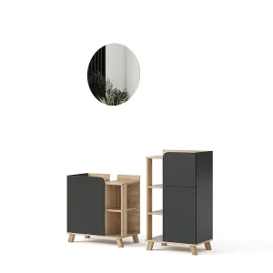 Badkamermeubelset sonoma/antraciet 60x35x65 karen Badkamermeubelset sonoma/antraciet 60x35x65 karen