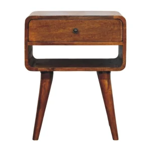 Artisan Furniture Massief hout Avora Kastanjehouten nachtkastje met lade en open vak Artisan Furniture Massief hout Avora Kastanjehouten nachtkastje met lade en open vak