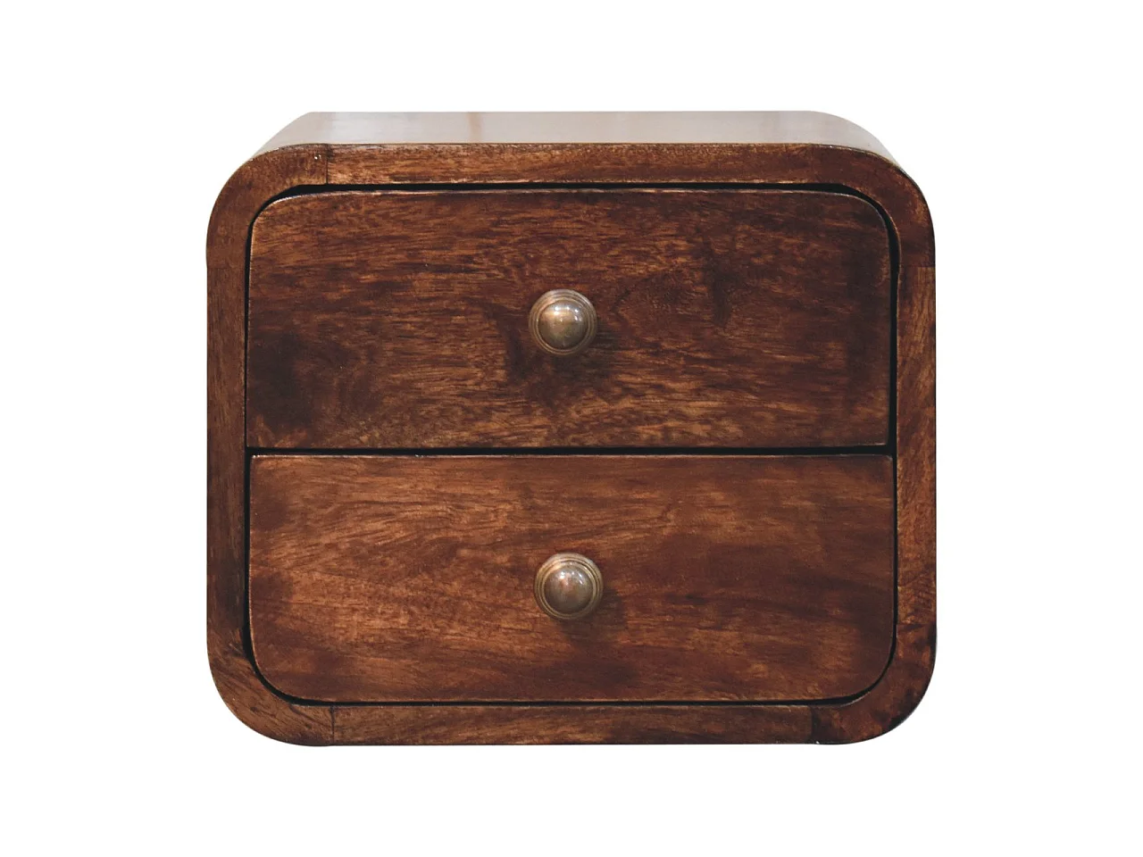 Artisan Furniture Massief hout Mini gebogen California Walnut wandgemonteerd nachtkastje