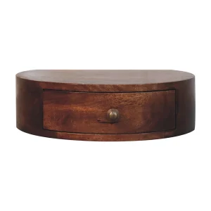 Artisan Furniture Massief hout Honingkaramel Wandgemonteerd Afgerond Nachtkastje Artisan Furniture Massief hout Honingkaramel Wandgemonteerd Afgerond Nachtkastje