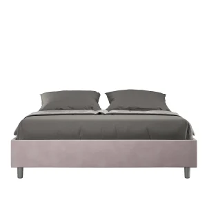 Gestoffeerd Bed 160×200 met lattenbodem microvezel lila Azelia Gestoffeerd Bed 160×200 met lattenbodem microvezel lila Azelia