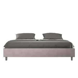 Gestoffeerd Bed 180×200 met lattenbodem microvezel lila Azelia Gestoffeerd Bed 180×200 met lattenbodem microvezel lila Azelia