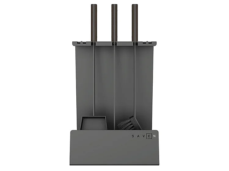 3-delige haardgereedschapset van staal en hout, zwart – Set 4 L