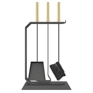 3-delige haardgereedschapset van staal en hout – 6 L 3-delige haardgereedschapset van staal en hout – 6 L