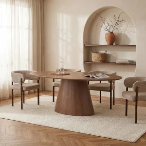 Eettafel 6 plaatsen van mdf – Donker naturel – ANTELADA Eettafel 6 plaatsen van mdf – Donker naturel – ANTELADA