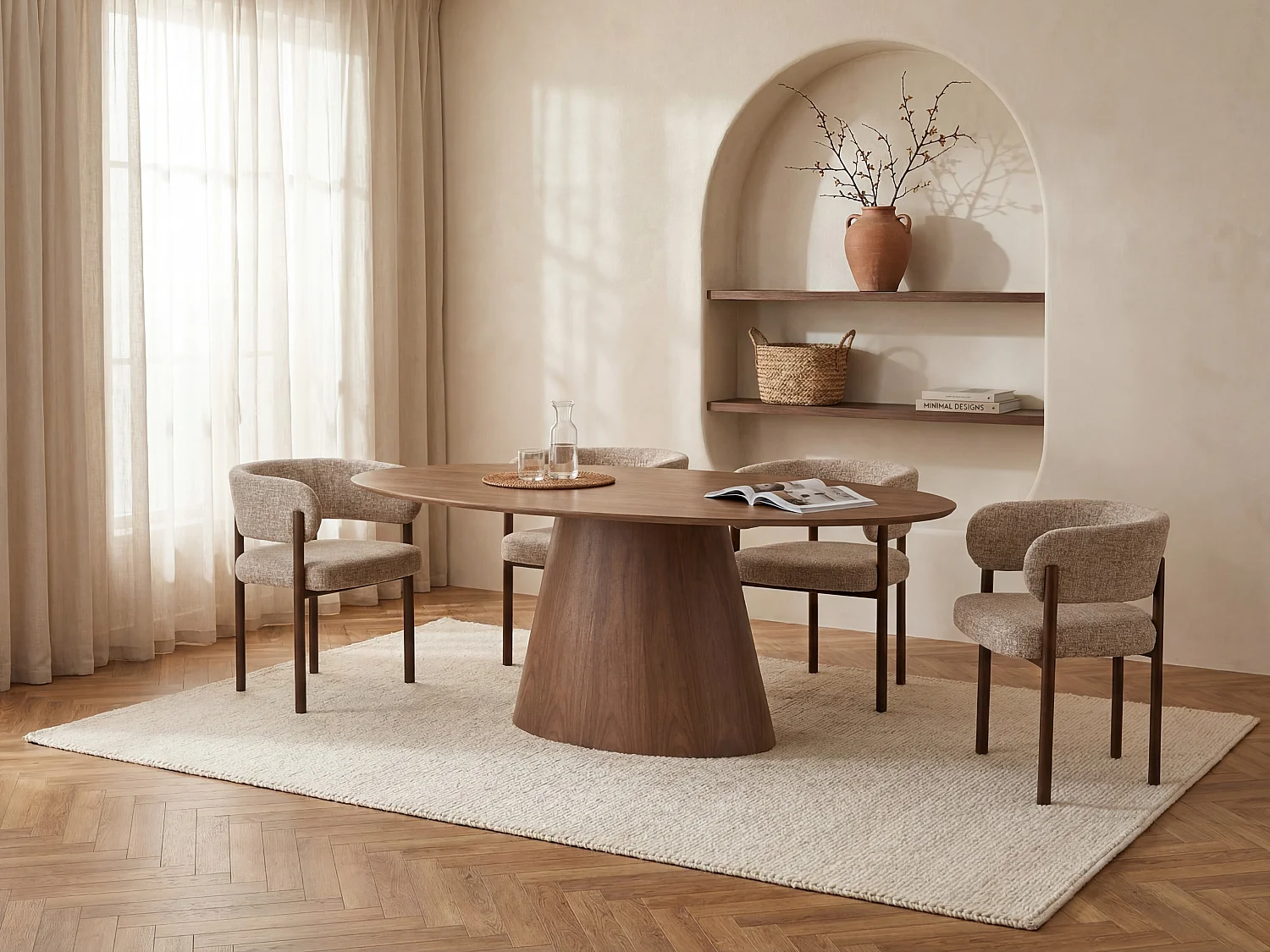 Eettafel 6 plaatsen van mdf - Donker naturel - ANTELADA