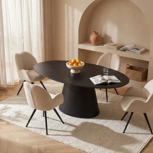 Set van tafel ANTELADA + 4 stoelen GULSUN – Zwart en beige