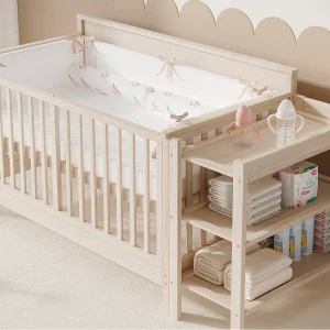 Babybed 140×70 cm met commode en plank – massief grenenhout – verstelbare lattenbodem – naturel Babybed 140×70 cm met commode en plank – massief grenenhout – verstelbare lattenbodem – naturel