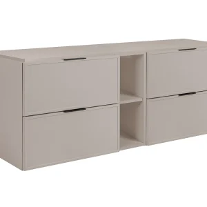 Badkamerkast, Kasjmier, zwarte handgreep, 140 (2 x 60 + 20) x 46 x 57 cm
