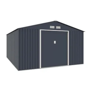 "Archer Metalen Tuinhuis 15.16m² – Antraciet Grijs – Schuifdeuren – Verzinkte Stalen Structuur"