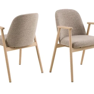 2x Ligna houten stoel met armleuningen, Beige 60 2x Ligna houten stoel met armleuningen, Beige 60
